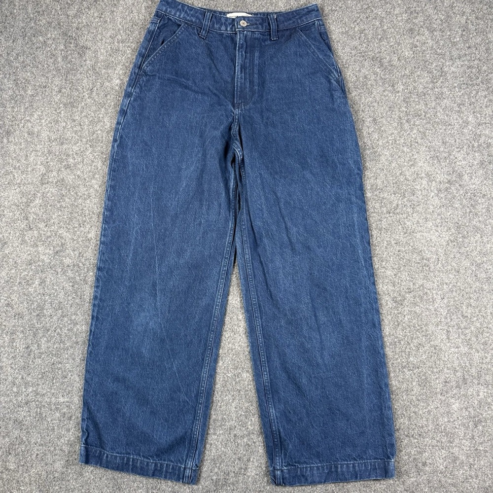Abercrombie & Fitch Curve Love Mid Rise Wide Leg Jeans Womens 26/2S Dark Wash